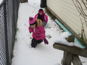 They also broke out the sleds.  After a few rides, Elspeth decided to give her sister a ride.