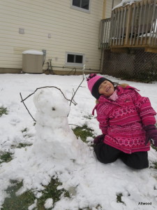 Then Elspeth decided that snowman #1 was not close enough to the window; hence #2