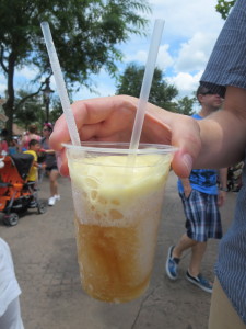 Frosty apple cider slush with a hint of pineapple and some marshmallow foam.